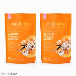 EPIPHANY SNACKS Almond Vanilla Dry Fruit Protein Bar Snacks Almond Chikki Healthy Snacks | Almond Protein Bar Chikki No Added Sugar Healthy Snack (85 g)-Pack of 2