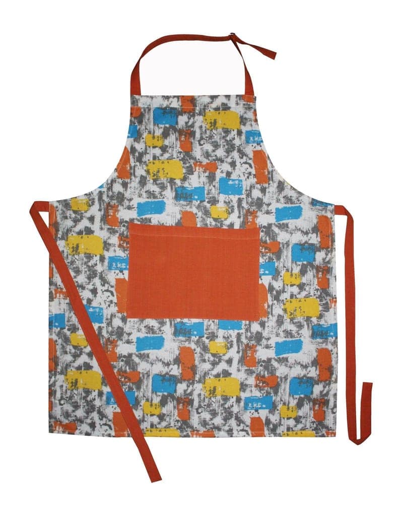AIRWILL, 100% Cotton Designer Printed Aprons, Sized 65cm in Width & 80cm in Length with 1 Center Pocket, Adjustable Buckle on Top and 2 Long Ties on Both 2 Sides. Pack of 1 piece view 2