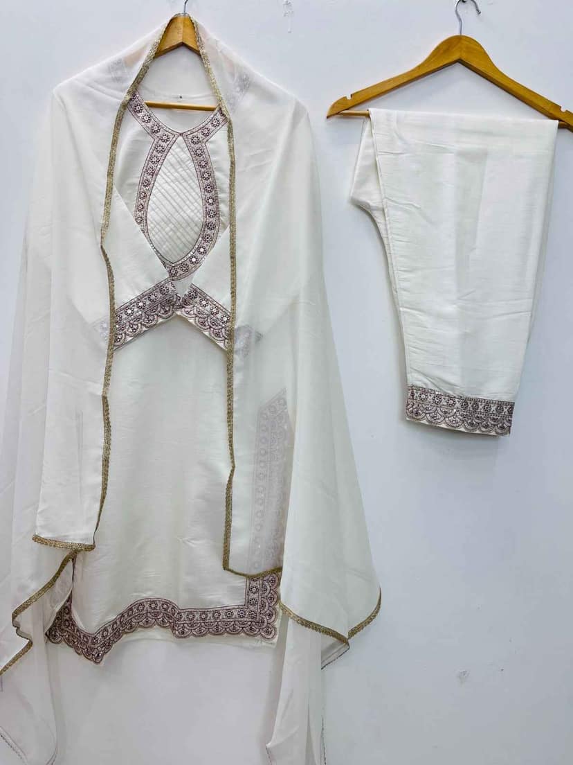 Silk Top Pant And Dupatta Set view 2