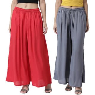 PT LEGGINGS Beautiful Reyon Plazzo for women free size(Gajri,Grey)