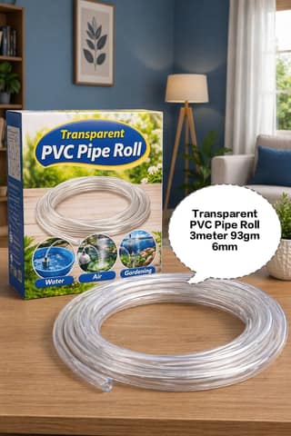 Transparent PVC Pipe Roll, Clear Flexible Hose Pipe, PVC Water Tube Pipe, Air Pump Pipe Hose, Gardening Transparent Pipe 93gm 3meter 6mm