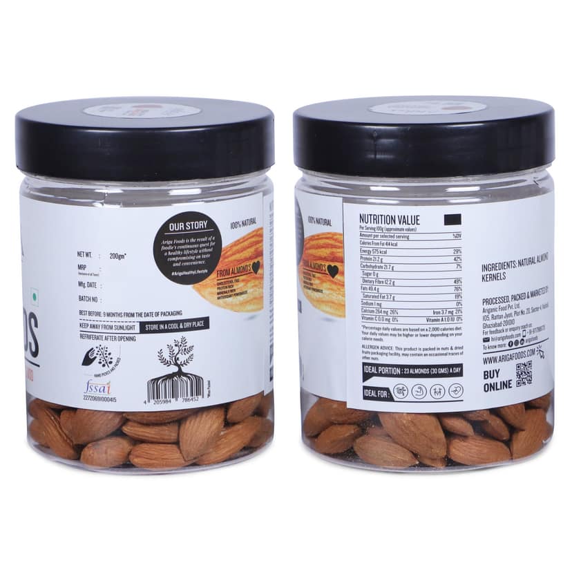 Ariga Foods 100% Natural Premium California Badam | Almonds (200 g) view 2