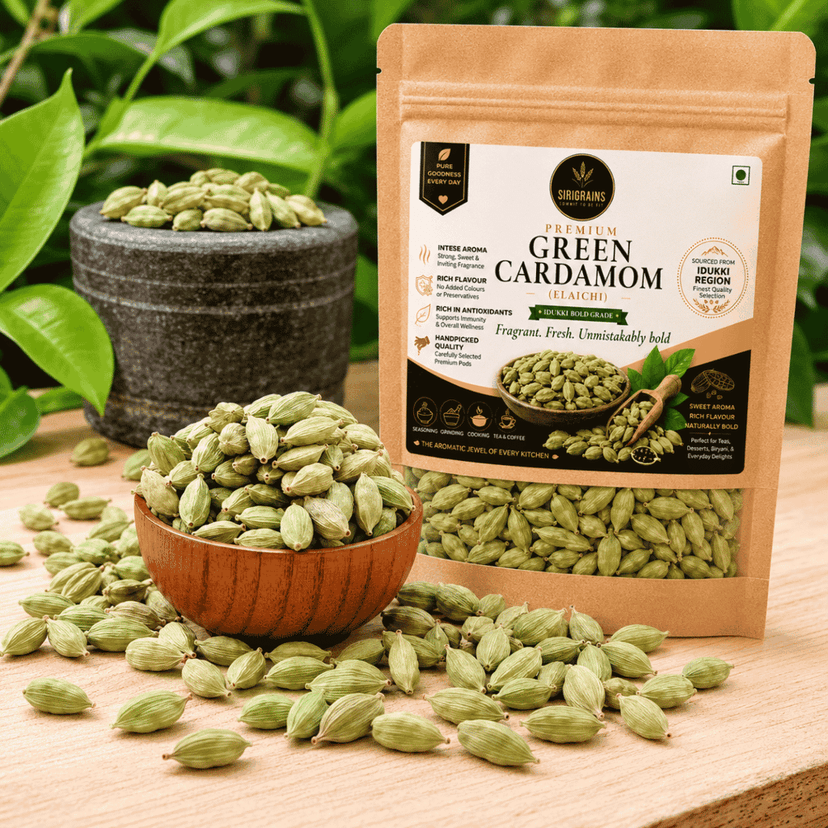 SiriGrains Premium Green Cardamom 50g (Elaichi) | Bold 8mm+ Whole Cardamom Pods | Naturally Rich Aroma | Handpicked Premium Spice view 2