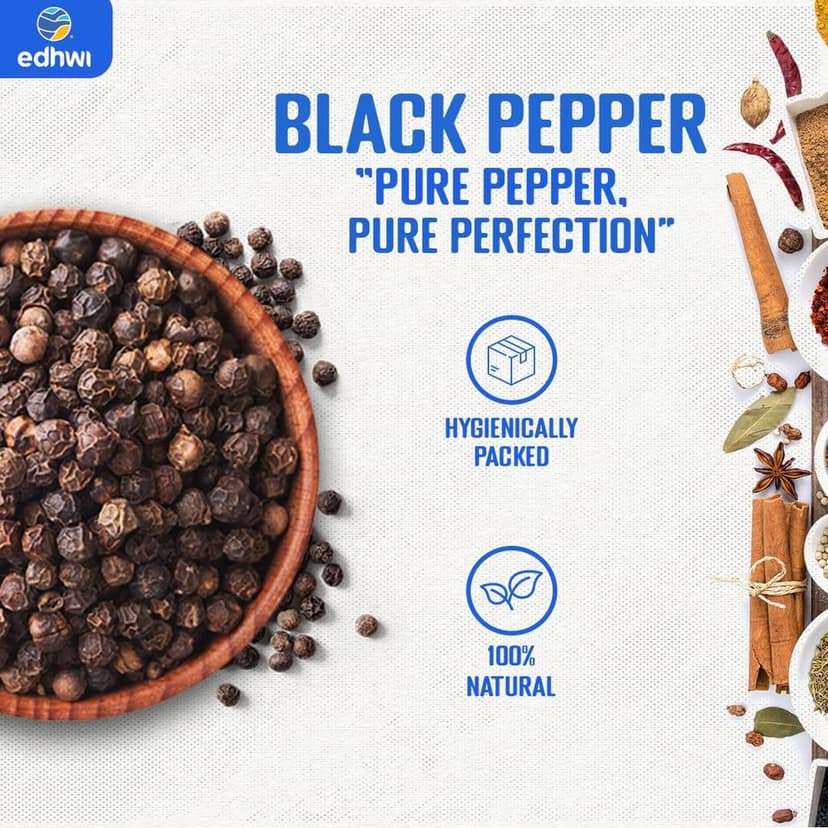 EDHWI Combo � Black Pepper (25g), Star Anise (25g), Cumin (100g) & Nutmeg (40g) � Premium Natural Spices for Cooking & Flavoring, No Additives or Preservatives view 2