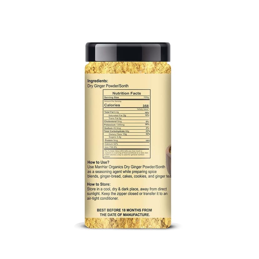 ManHar Organics Ginger Powder Jar 150gm | Natural & Pure | Aromatic Dry Adrak Powder for Cooking & Wellness | No Additives view 2