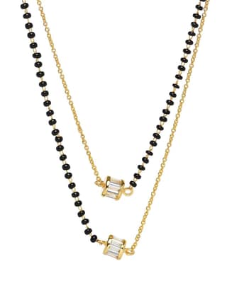 Aarohi13 double chain crystal gold plated mangalsutra for woman