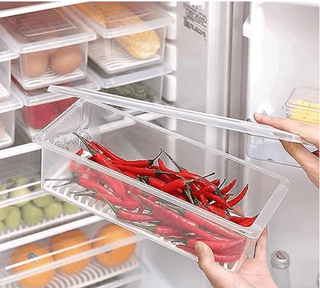 Transparent Refrigerator Organizer Box with Lid (Pack of 6, Clear)