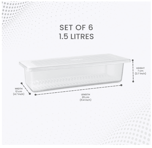 Transparent Refrigerator Organizer Box with Lid (Pack of 6, Clear) view 2