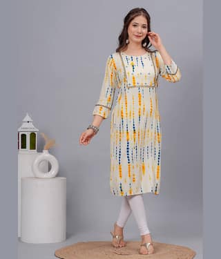 Kapadia Pack of 1 Rayon Dyed Straight Women's Kurti - ( Cream )