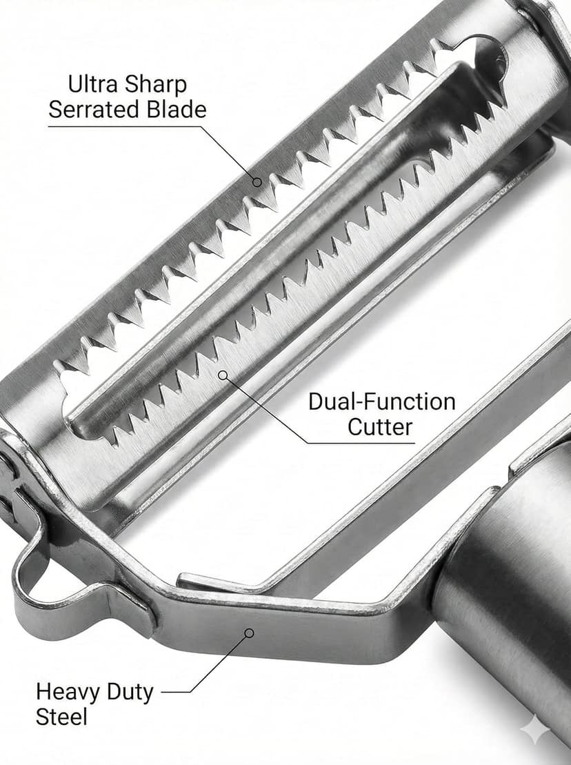 Snowpearl Stainless Steel Multi-Blade Vegetable Peeler | Dual Serrated & Julienne Blade view 2