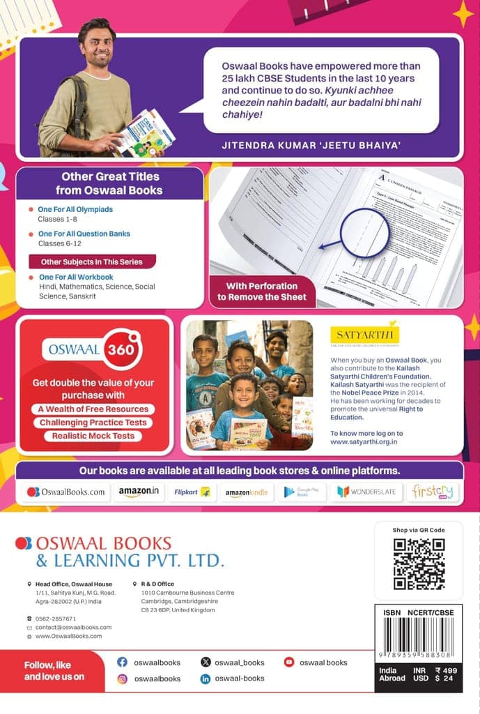 Oswaal NCERT & CBSE One for all Workbook | English | Class 8 | Updated as per NCF | MCQ's | VSA | SA | LA | For Latest Exam Oswaal Editorial Board view 2