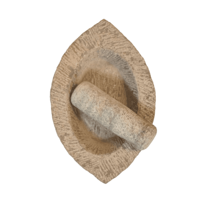 HPK Boat Shape Khalbatta | Traditional Stone Mortar & Pestle – Height: 8.7 cm | 1 pc (mortar & pestle)