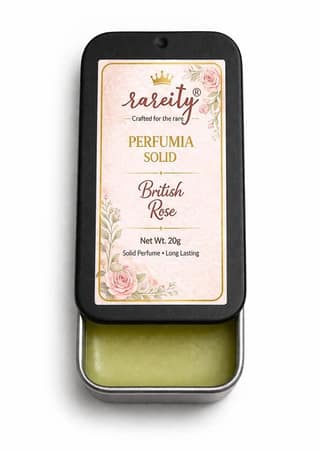 Rareity Solid Perfume – British Rose Fragranc -20g | Luxury Floral Long Lasting Balm Perfume | Pocket Solid Perfume for Women | Alcohol-Free, Beeswax & Shea Butter