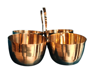 Pure Copper Bowl Set with 4 Bowls and 1 Handle