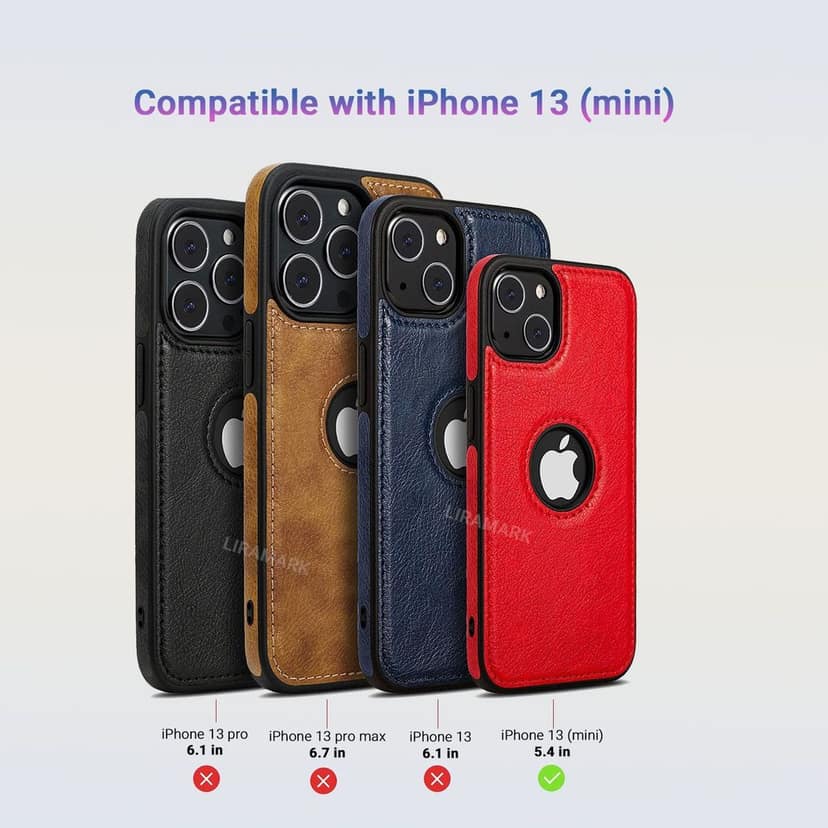 LIRAMARK PU Leather Flexible Back Cover Case Designed for Apple iPhone 13 Mini (5.4 Inch) view 2