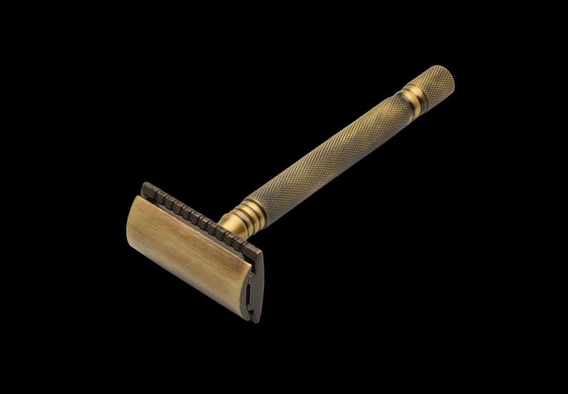Pearl Double Edge Safety Razor SS-01 Antique Brass (ISO:9001)(Dim, L-3cm,B-4.5cm,H-12cm) view 2