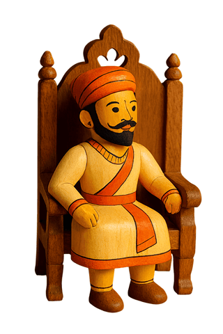 Handcrafted Indian Wooden Maharaja Figurine | Ethnic Home Decor Showpiece | Traditional Art