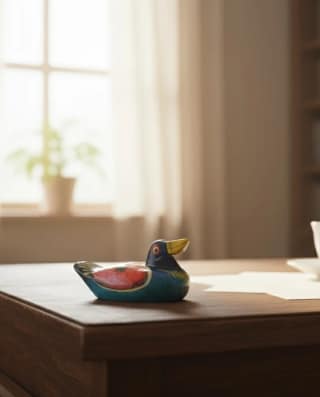 Icrafts Handmade Wooden Multicolor Duck Toy (L: 7.62 cm B: 7.62 cm× H: 2.54 cm) – Mini Eco-Friendly Traditional Wooden Toy for Kids