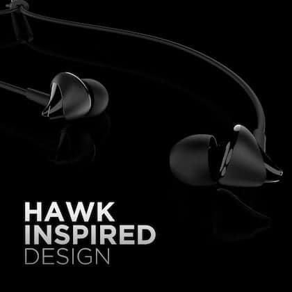 Bassheads 100 | Wired Earphone with 10mm Dynamic Drivers, Stylish Hawk-inspired Design, Super Extra Bass Black view 2