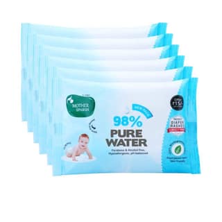 Mother Sparsh Cotton Scented Water Plant Fabric, Biodegradable Wipe (Blue, 15 Wipes) - Pack of 6 Mother Sparsh Cotton Scented Water Plant Fabric, Biodegradable Wipe (Blue, 15 Wipes) - Pack of 6 - white / 15 count (Pack of 6)