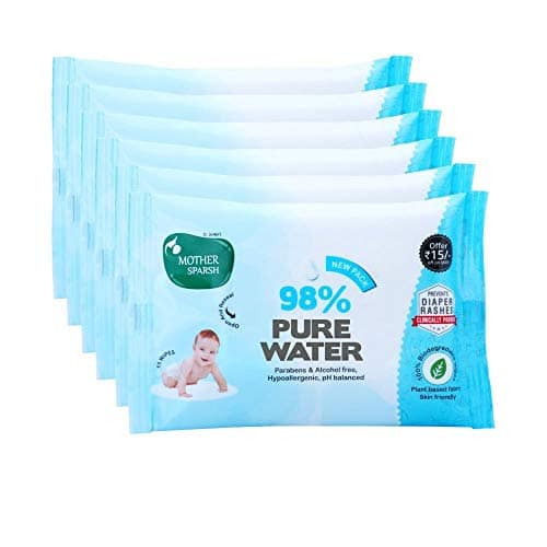 Mother Sparsh Cotton Scented Water Plant Fabric, Biodegradable Wipe (Blue, 15 Wipes) - Pack of 6 Mother Sparsh Cotton Scented Water Plant Fabric, Biodegradable Wipe (Blue, 15 Wipes) - Pack of 6 - white / 15 count (Pack of 6) view 2