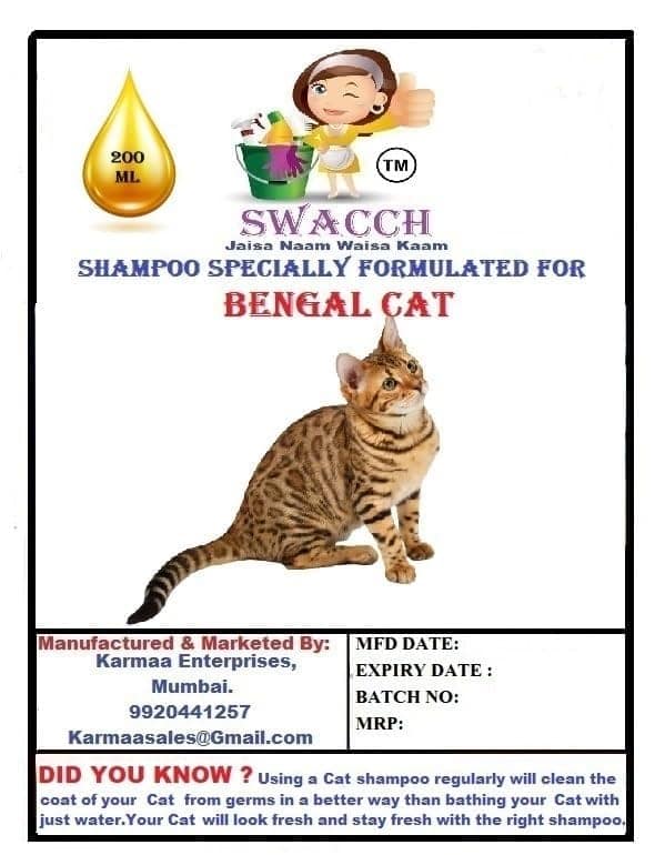 SWACCH Premium Shampoo for Bengal CAT (200ML) (Pack of 3) Rose, Jasmine & NEEM ALOVERA view 2