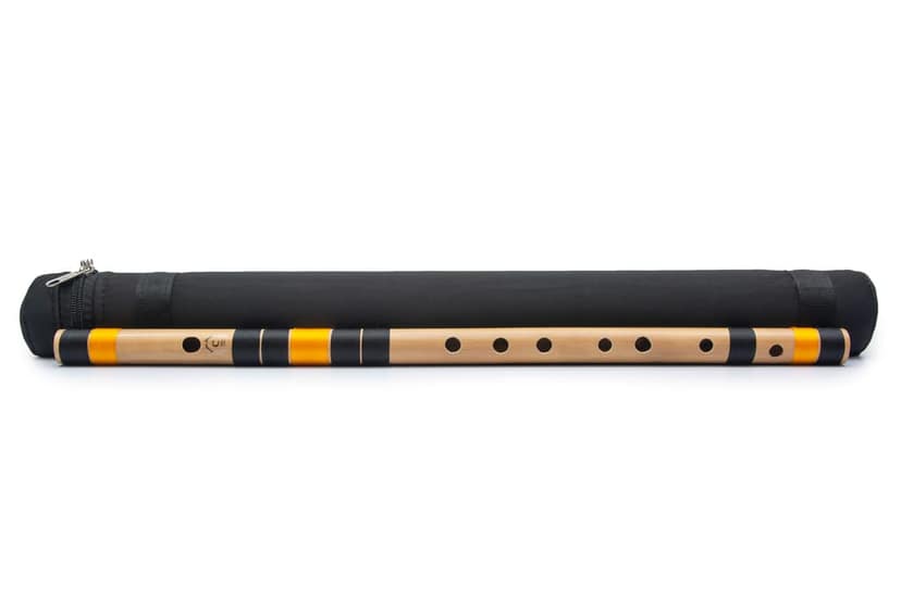 Radhe Flutes Bamboo Bansuri C Natural Right Handed Middle Octave With Hard Cover And Mineral Oil