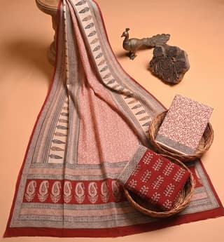 Handcrafted Bagh Print Cotton 3 Piece Suit Set
