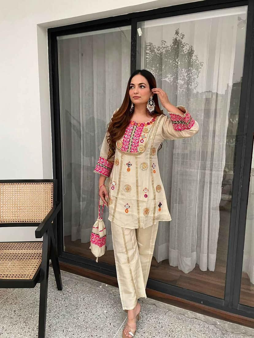 Mirror Embroidered Cos Moss Co-ord Set