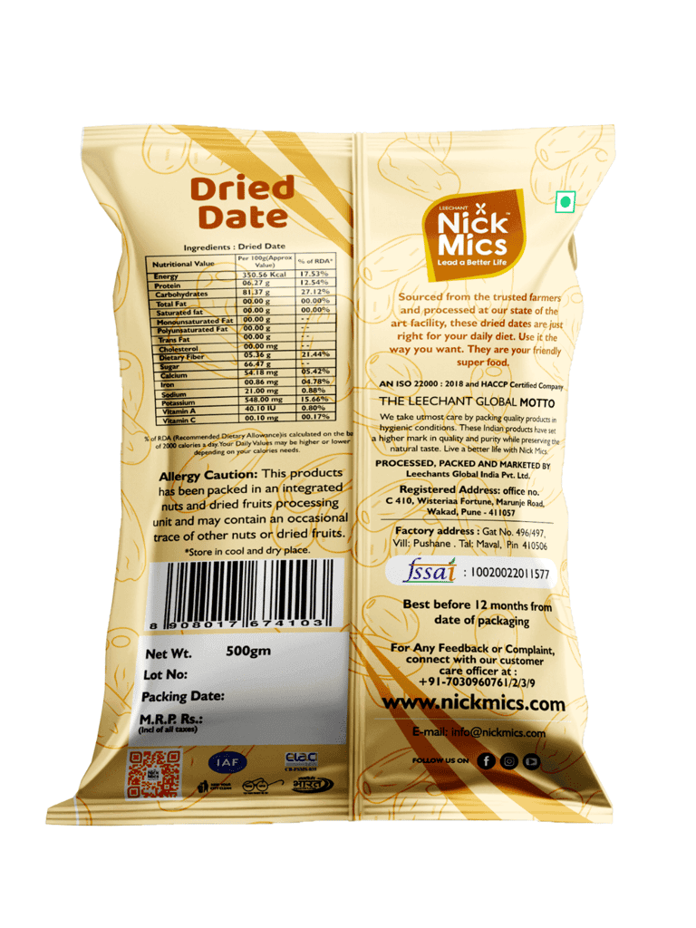 Nickmics Dried Date-500g view 2