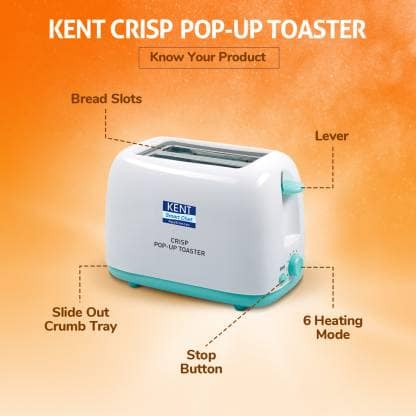 KENT Crisp Pop Up 750 W Pop Up Toaster (Blue)
