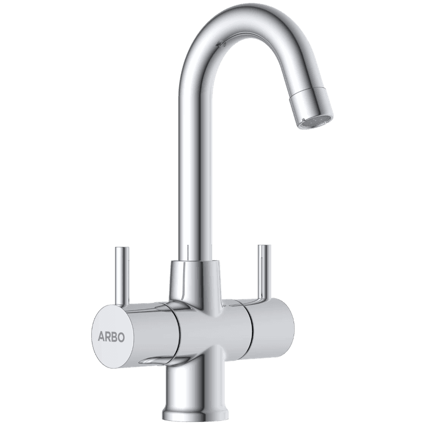 LX-1315 Center Hole Basin Mixer With Swinging Spout With Braided Hoses (Table Mounted Model) view 2
