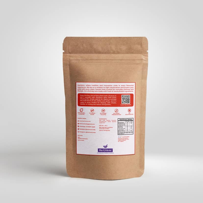 HeriMore Spicy Red Garlic Chutney Mix - Instant Dip 50g view 2