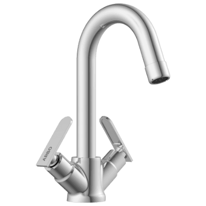 IX-2815 Center Hole Basin Mixer With Swinging Spout With Braided Hoses (Table Mounted Model)