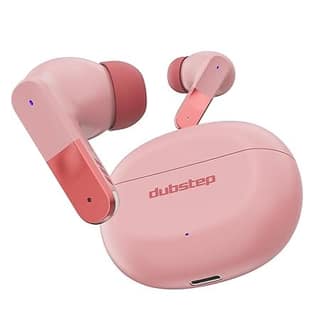Dubstep Buzz X12 TWS Earbuds, 60H Playtime, Bluetooth 6.0 Wireless Earbuds with ENC Noise Cancellation, Type-C Fast Charging (Pink)