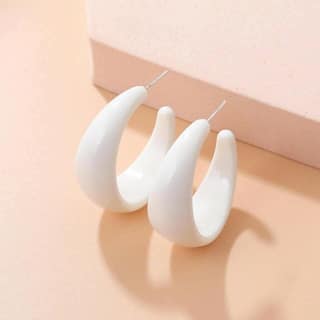 Pinapes Bold & Trendy Chunky C Shape Acrylic Hoop Earrings for Women