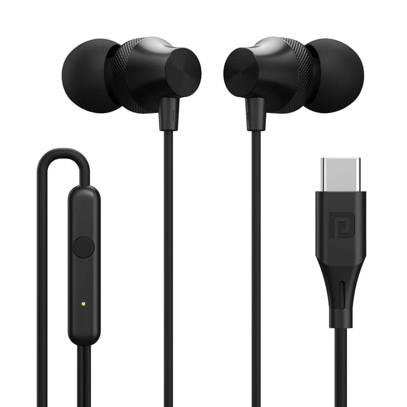 Portronics Conch Beat C, Type-C Earphones with In-Line Mic - Black