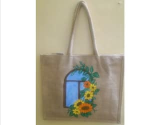 Hand Painted Jute Bag (Model - 2)