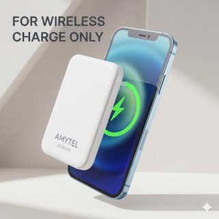 AMYTEL 5000 mAh Wireless Power Bank (5 W, Quick Charge 3.0) (WHITE, Lithium Polymer)