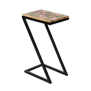 Nesting Table Set Of 2 with Flora Painting On Wooden Top