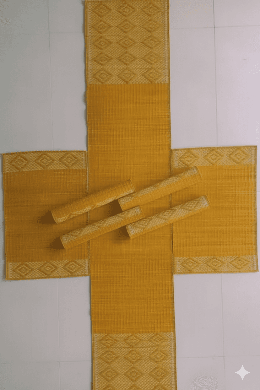 Sandhya Mat Unit Pure Madurkathi Heritage Table Mat And Runner Set