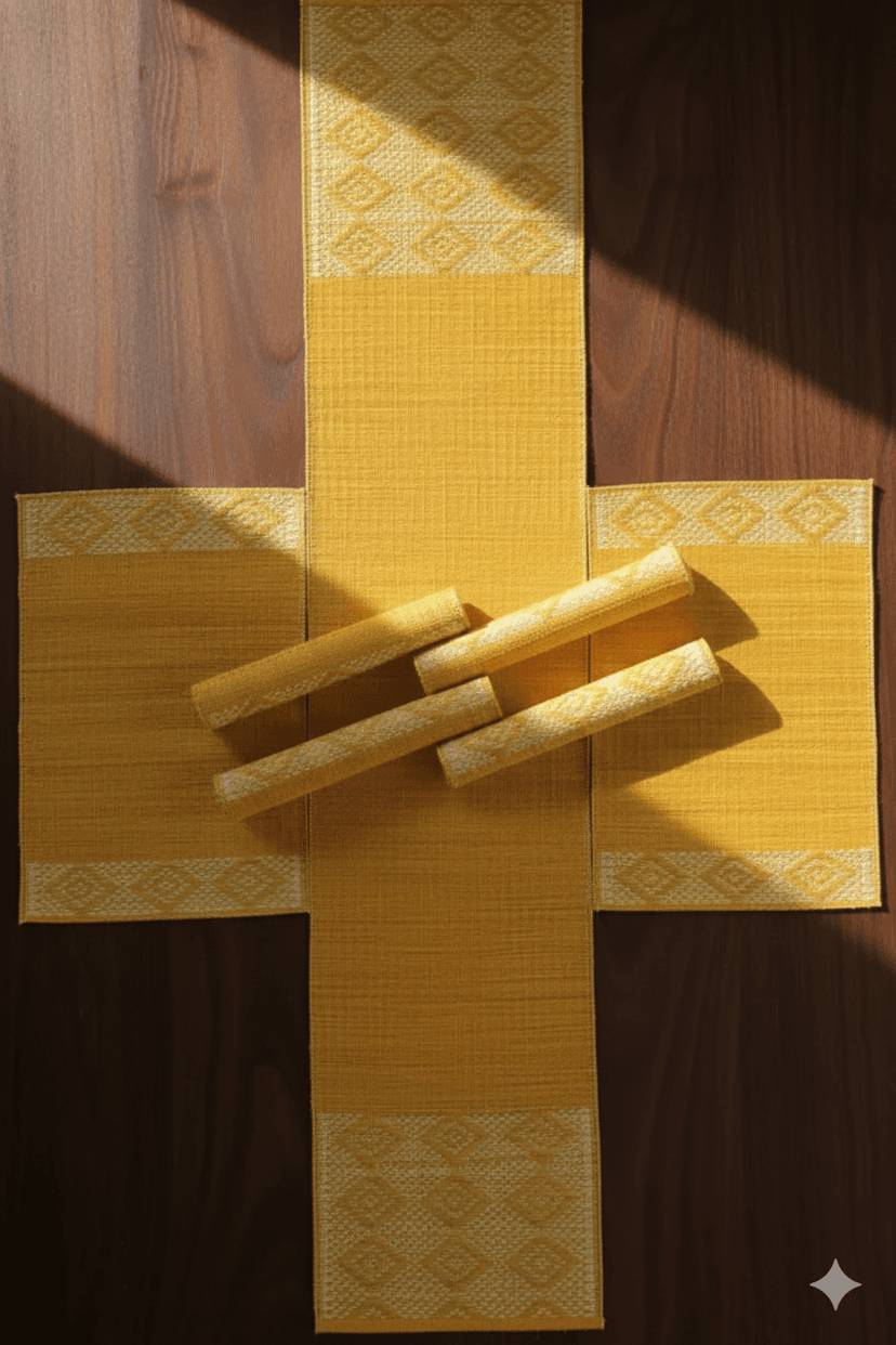 Sandhya Mat Unit Pure Madurkathi Heritage Table Mat And Runner Set view 2