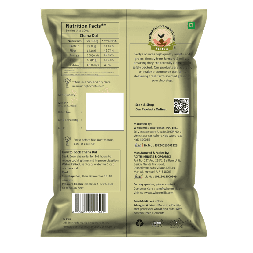 Sedya Unpolished Premium Chana Dal | Protein & Fiber Rich | 2kg view 2