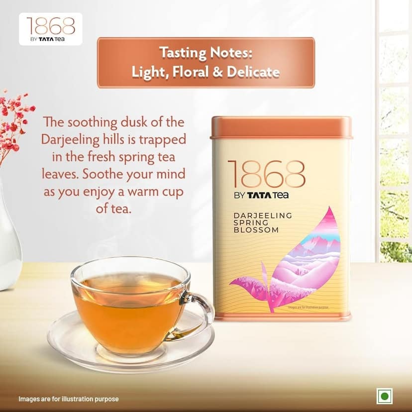 1868 by Tata Tea Darjeeling Spring Blossom, Premium Black Tea, Handpicked from the Foothills of Darjeeling, 50g view 2