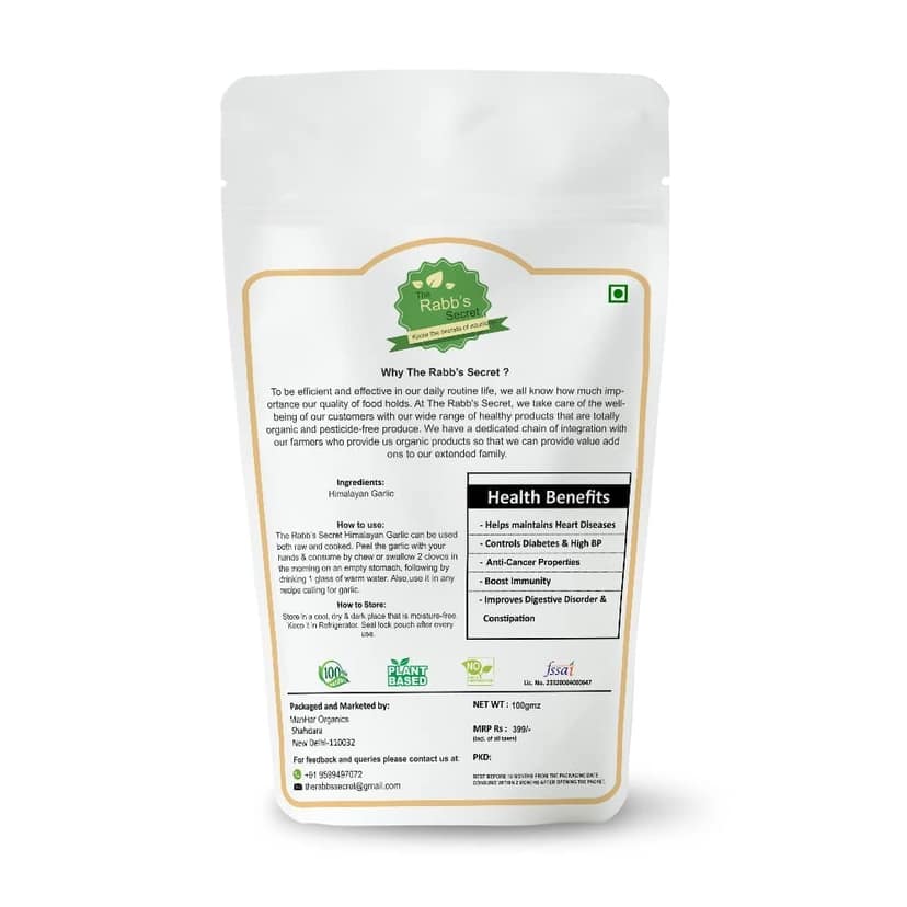 The Rabb's Secret Himalayan Garlic/Kashmiri Lehsun 400gm - Himalayan Single Clove Garlic or Snow Mountain Garlic for strong Immunity & Diabetes view 2
