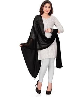 TULSI (CRAFTED WITH HEART) Women Chiffon Dupatta ( Black , Pack of 1 )