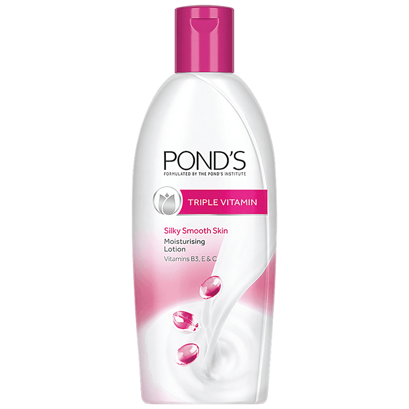 Pond's Triple Vitamin Moisturising Lotion, Silky Smooth Skin, Vitamins B3, E & C, 300Ml view 2