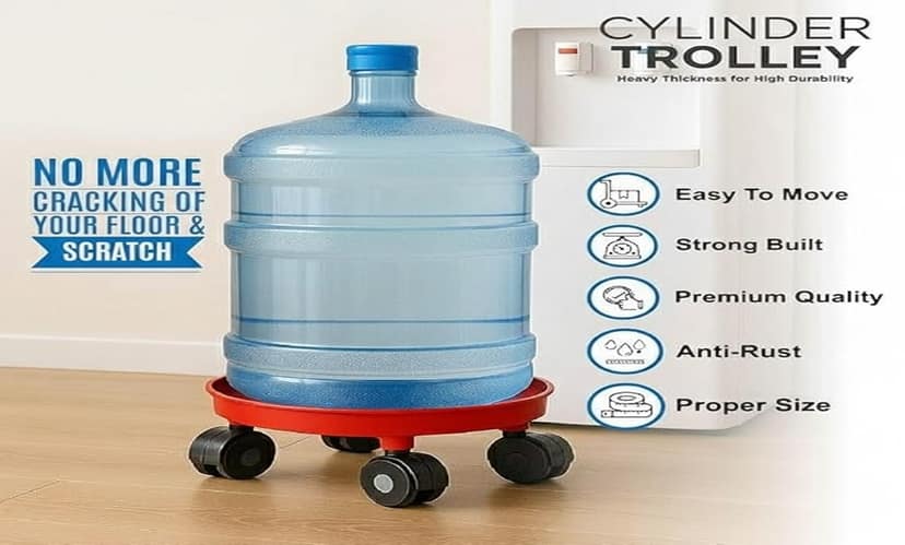 Dark Wolf Red LPG Gas Cylinder Trolley with Wheels for Easy Movement in Kitchen view 2