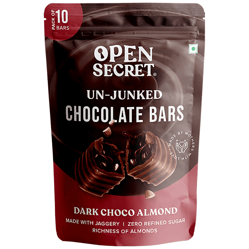Open Secret Unjunked Dark Chocolate & Almond Bars, 155 gm
