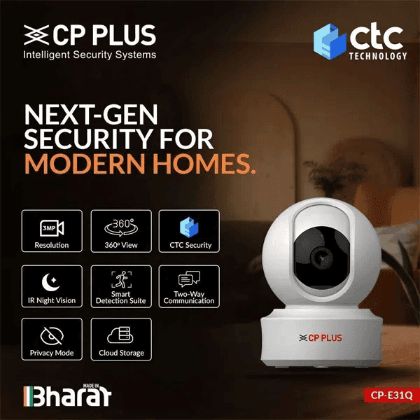 CP Plus CP-E31Q 3MP WiFi Smart CCTV Camera view 2